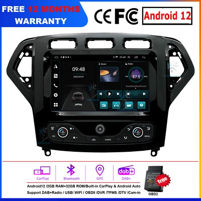 Android Touchscreen CarPlay DAB Autoradio GPS Navi Für Ford Mondeo MK4 2007-2010 - Bild 1 von 4