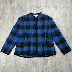 RARE VTG 80S MR. BEENE GEOFFREY BEENE MOHAIR PLAID BLAZER COAT SILK LINED SZ 14 - Picture 1 of 7