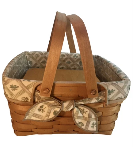 Longaberger Picnic Pie Cake Basket Set Riser Liner Protector, Swivel Handles Cover