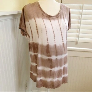 Pea in the Pod White & Tan Tie Dye Maternity Top Size Large - Picture 1 of 5