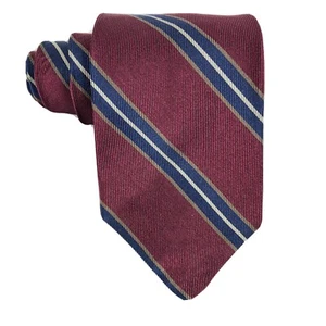 Carter & Holmes Men's Silk Necktie Purple With Blue Silver Bronze Stripes - Picture 1 of 6