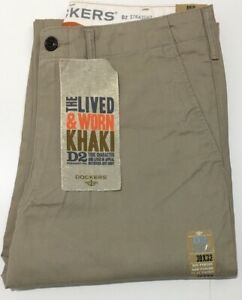 DOCKERS  MENS TROUSERS D2 LIVED & WORN KHAKI CHINOS STRAIGHT FIT PANTS    