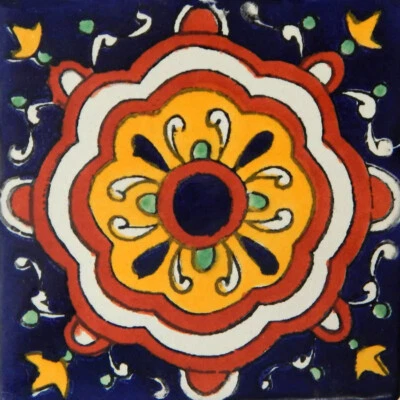 Mexican Tile Folk Art Handmade Talavera Backsplash Handpainted Mosaic # C175 - Image 1 of 2