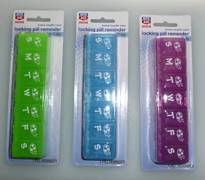 Rite Aid 7 Day Pill Organizers Set Of 3 All Different Colors USA Seller - Image 1 of 4