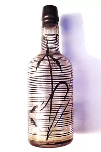 Antique Large Clear Glass Bottle With Silver Art Outside without Lid - Picture 1 of 12
