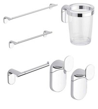 KIT COMPLETO ACCESSORI BAGNO 5 PEZZI ZERO METAFORM CROMATO E ABS