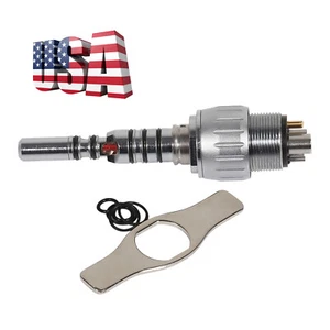 Acoplador rápido LED dental de 6 orificios para pieza de mano de fibra óptica de alta velocidad EE. UU. - Imagen 1 de 6