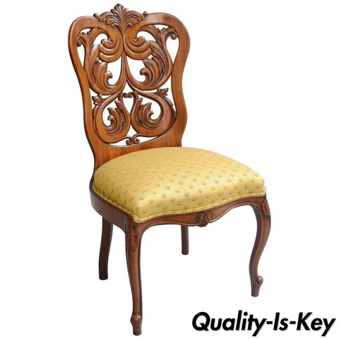 Rococo Revival Victorian Laminated Walnut Scroll Slipper Chair Attr. John Belter Cover