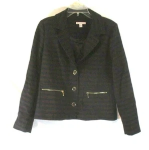 New Isaac Mizrahi Live Striped Jacket Blazer Size 12 Button Career Women DD545 - Picture 1 of 6