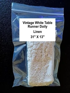 Vintage White Table Runner Doily - Linen - 31" X 13" - Picture 1 of 10