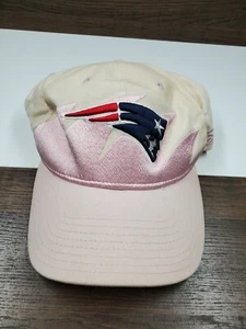 VINTAGE Reebok Pink Shark-Tooth Patriots Hat Cap Strap back Football NFL - Picture 1 of 9