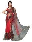 Red & Black Women Net Saree Bollywood Indian Pakistani Designer Sari