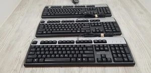 LOT OF 3 HP Keyboards USB Wired KU-0316 Black & Silver  (434821-007) Works Great - Picture 1 of 10