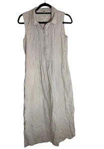 MALVIN I Love Linen Women SizeL  6 Sleeveless Shirt Dress W/ Pocket Gauzy White - Picture 1 of 6