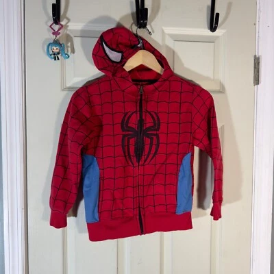 Boys Girls SPIDER-MAN Hoodie Sweatshirt Size S 6/7 Small Halloween Mask Eyes VTG - Image 1 of 4