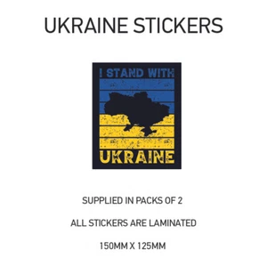 I STAND WITH UKRAINE STICKERS X2 UKRAINIAN PEACE STAND CAR STICKER DECAL WAR17 - Picture 1 of 1