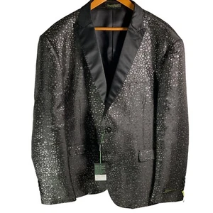 Giovanni Testi Tuxedo Blazer Jacket Sz 54 R Black & Silver Textured Metallic - Picture 1 of 11