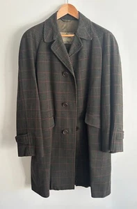 Vintage Aquascutum Plaid Check Showerproof Wool Balmacaan Overcoat/ Top Coat -38 - Picture 1 of 15
