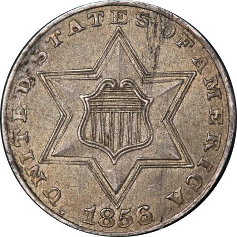 1856 Type 2 Three (3) Cent Silver Choice BU Great Eye Appeal Strong Strike Cover
