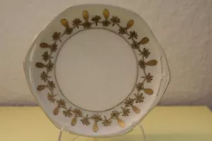 Antique Serving Plate Porcelain White And Gold Octagon Shape Handles M+K Austria - Picture 1 of 5