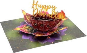 Tarjeta 3D Pop Up Happy Diwali, tarjeta hecha a mano, regalo Diwali, diseño hindú - Imagen 1 de 6