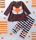 PatPat Girl's 2-Piece Cute Fox Print Long sleeve Top & Striped Pants Set 12m-5y