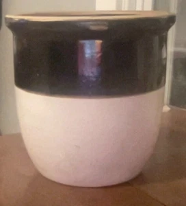 Vintage Stoneware Crock 8" Tall Two-Tone Brown & Tan. Heavy. - Picture 1 of 5
