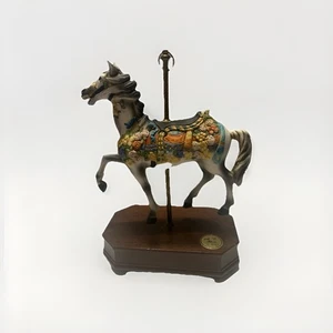 Vintage Horse Carousel Music Box Flowers Gray Happy Horse McMillions - Picture 1 of 4