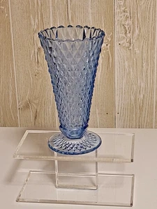 Vintage Indiana Glass Regal Blue Diamond Point Crystal Vase 8" Flower Vase NICE - Picture 1 of 4