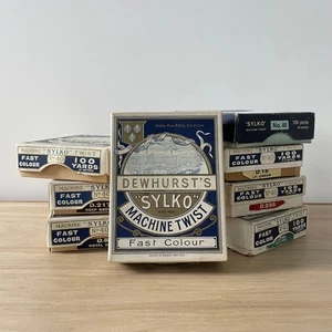 Collection of Dewhurst Sylko Machine Twist Thread Boxes 1920-1970s - Picture 1 of 9