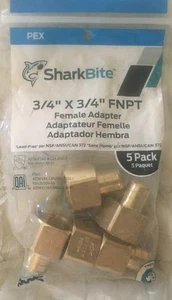 UNOPENED SharkBite  3/4" Brass Barb Insert x 3/4" Female Pipe Thread Adapter - Picture 1 of 2