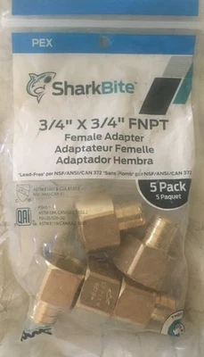 UNOPENED SharkBite  3/4" Brass Barb Insert x 3/4" Female Pipe Thread Adapter - Image 1 of 2