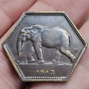 2 Francs 1943 Congo Belge Belgish Congo Éléphant - Picture 1 of 3