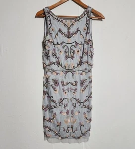 Adrianna Papell Floral Sequin Beaded Mini Cocktail Dress Serenity Size 2 - Picture 1 of 16