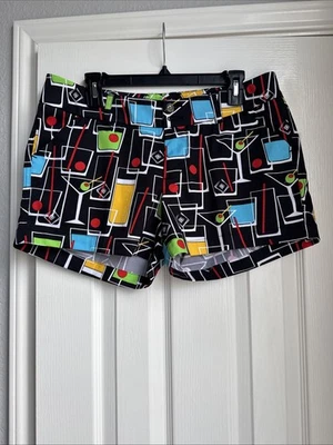 Loudmouth Ladies Golf Shorts OliveMartini Glass Cocktails Print Sz 10 Inseam 3” - Image 1 of 4