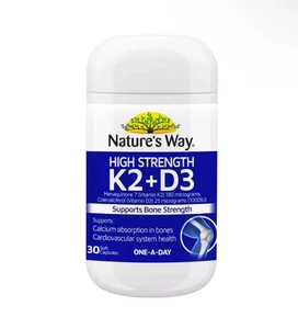 Nature’s Way High Strength K2 + D3 30 Soft Capsules Supports Bone Strength - Picture 1 of 2