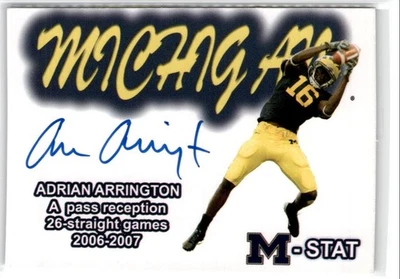2008 TK LEGACY MICHIGAN WOLVERINES ADRIAN ARRINGTON AUTO /75 #ST18 - Image 1 of 2