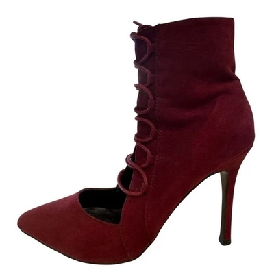 Tacones de aguja Aldo para mujer de gamuza borgoña con cordones al tobillo punta talla 6 1/2 Foto 1 de 4