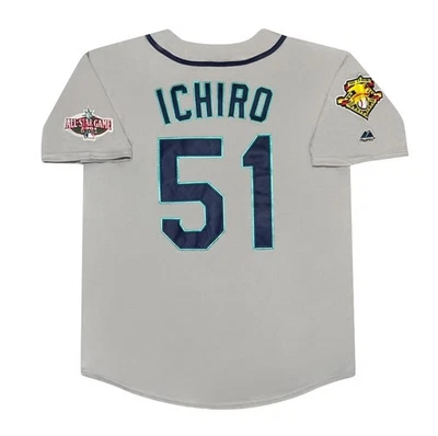 Ichiro Suzuki 2001 Seattle Mariners Grey Jersey With All Star Patch Men’s Large - Image 1 of 4