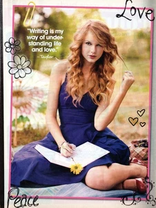 TAYLOR SWIFT "Writing Is My Way ..."  Quote 8" x 10" Pin-Up from Teen Magazine - Picture 1 of 1