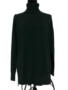 St. Tropez West 100% 2 Ply Cashmere Turtleneck Sweater L Dark Green Long Sleeve - Picture 1 of 12