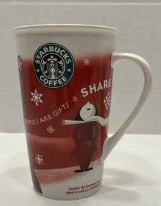 Starbucks Coffee 2010 Holiday Bone China Tall Coffee Mug Christmas Snowflakes - Picture 1 of 13