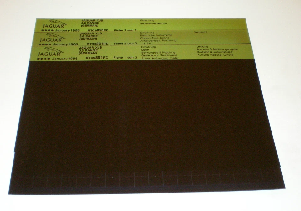 Microfiche Catalogo Ricambi Jaguar XJ-S 3.6 - Stand 01/1985 - Immagine 1 di 1