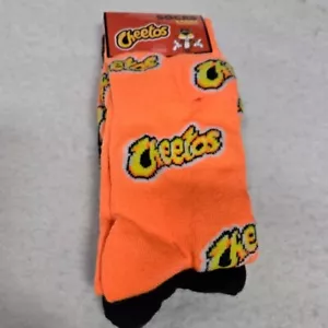 Cheetos Socks 2-Pair Crew Length Novelty Socks Orange Black Men's Size L - Picture 1 of 8