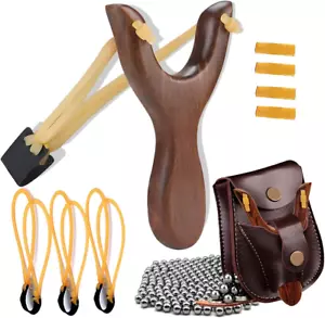 Solid Wooden Slingshot Set – Classic Sling Shot for Outdoor Fun, Hunting, and Ca - Picture 1 of 12