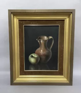 Romay. Stillleben von Krug und Apfel. Öl auf Leinwand. Signiert. 20. Jahrhundert. gerahmt - Bild 1 von 5