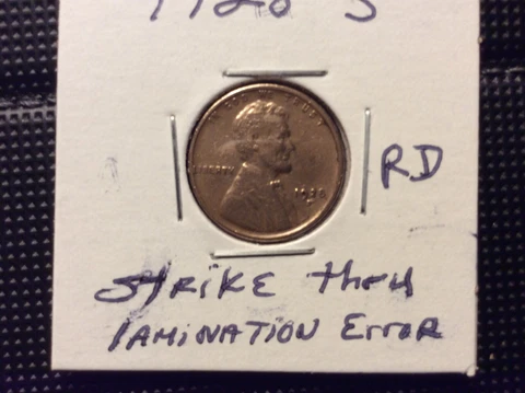 1928 S , RD, errors strike through,lamination obverse Cover