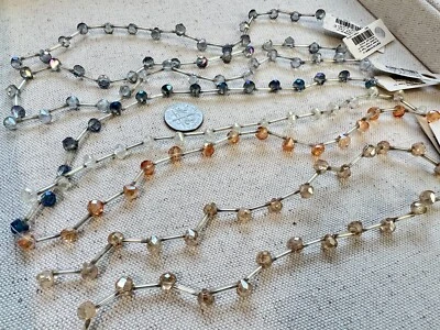 8 Strands Tiny Briolette Faceted Crystal Beads Jewelry Making Lot New Old Stock - Image 1 of 4