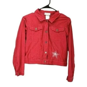 American Girl Rose Pink Button Up Corduroy Star Jacket Size Large - Picture 1 of 8