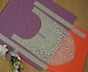FCL Indian Suit Patch Gold Neckline Suit Neck Collar Appliqué Patch Sew - Picture 1 of 7
